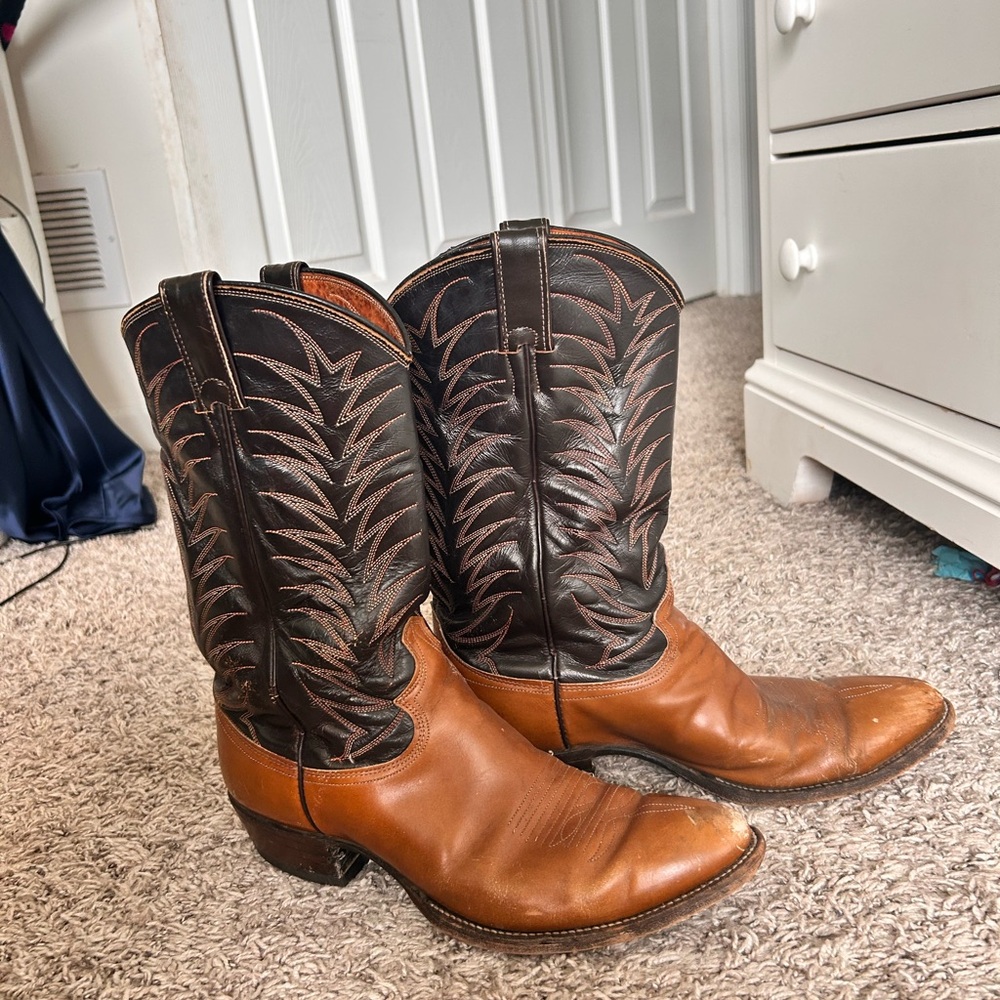 Justin Boots Brown and Black Western Cowboy Boots